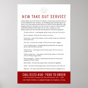 Poster Prenez note de l'état d'urgence et du nouveau menu