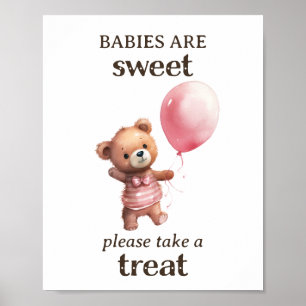 Poster Prenez un Baby shower Teddy Bear Girl