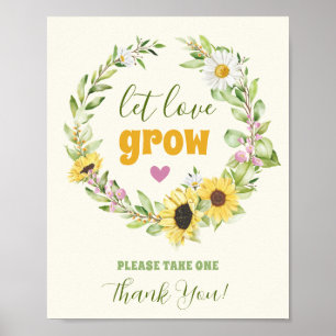Poster Prenez Un Plante Faveur Pot Tournesol Mariage Invi