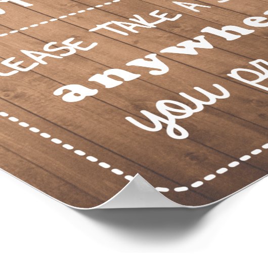 Poster Prenez un siège mariage signe en bois ou noir (Coin)