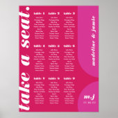 Poster Prenez un siège Pink Magenta Retro Style carte de  (Devant)