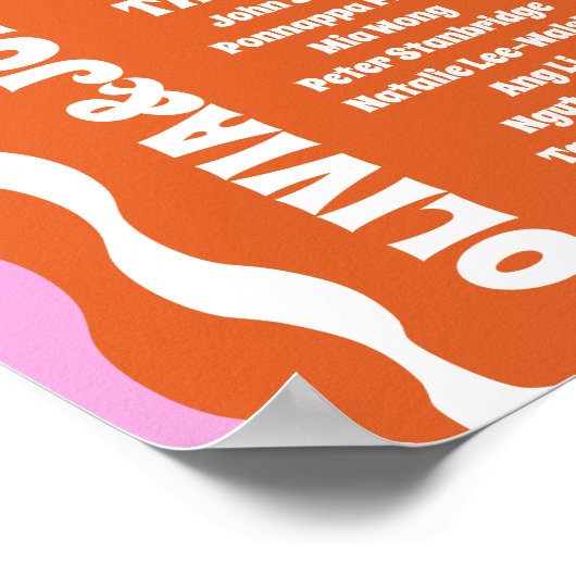 Poster Prenez un siège rose orange rétro style arche ondu (Coin)