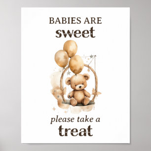 Poster Prenez un traitement Teddy Bear Baby shower neutre