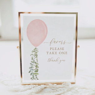 Poster Prenez une Faveur Signer Baby shower de ballon ros