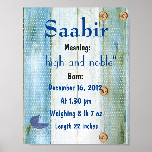 Poster Prénom signifiant garderie (Devant)