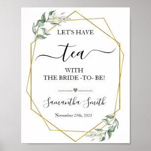 Poster Prenons le thé avec la mariée verdure or mariage