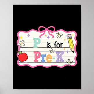Poster Préparateur Coquette Bow P est pour l'enseignant p