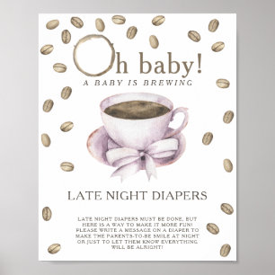 Poster PRÉPARATION DU CAFÉ - Jeu de couches tard la nuit
