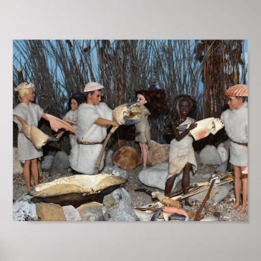 Poster Préparation d'une chasse préhistorique. (Devant)