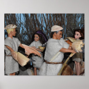 Poster Préparation d'une chasse préhistorique.