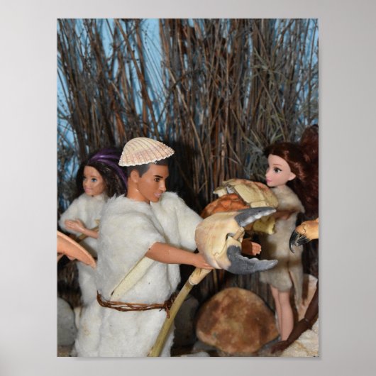 Poster Préparation d'une chasse préhistorique. (Devant)
