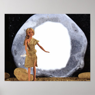 Poster Préparation pour la peinture d'un gros rocher.