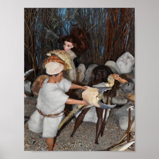 Poster Préparer une chasse préhistorique. (Devant)