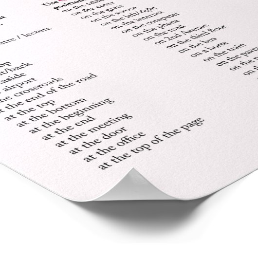 Poster Prépositions de place en anglais (Coin)