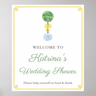Poster Preppwood Boxwood Jaune Vert Wedding shower Bienve