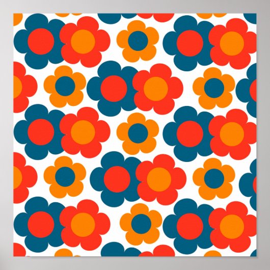 Poster Preppy Blue Orange Hippie Motif (Devant)