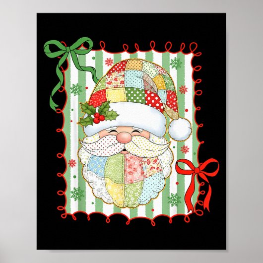 Poster Preppy Christmas Santa Claus Patchwork Xmas Women (Devant)