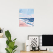Poster Preppy Coastal Beach Gouache Art (Bureau à domicile)
