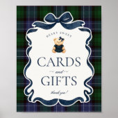 Poster Preppy Coquette Bow Bear Plaid Cards & Gifts (Devant)