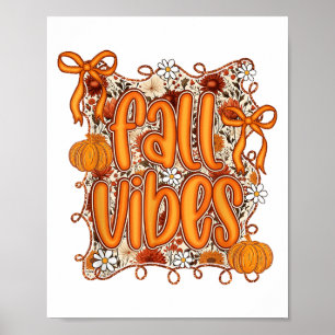 Poster Preppy Coquette Fall Vibes Floral Citrouille Spice