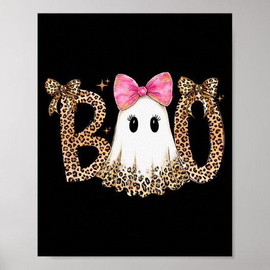 Poster Preppy Ghost Boo,leopard Soky Coquette,halloween F (Devant)