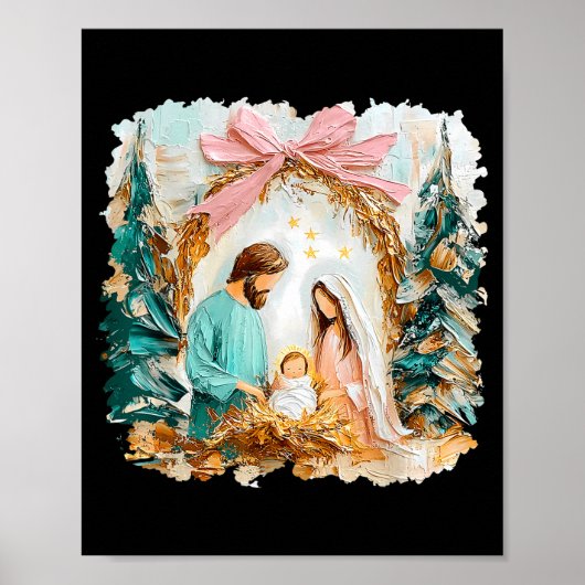 Poster Preppy Painted Christian Nativity Scene God Faith (Devant)
