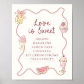 Poster Préppy Pastel Pink Stripes Dessert Bar (Devant)