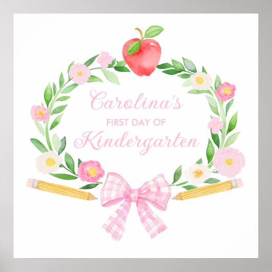 Poster Preppy Personnalisé Premier jour de l'école Bow (Devant)