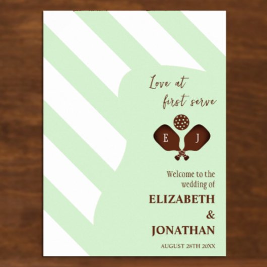 Poster Preppy Pickleball Stripes Wedding