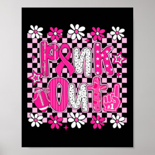 Poster Preppy Pink Out Football Pink Ribbon Cancer du sei
