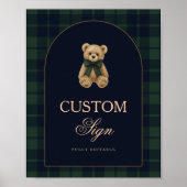 Poster Preppy Polo Teddy Bear Baby Shower Editable Table  (Devant)