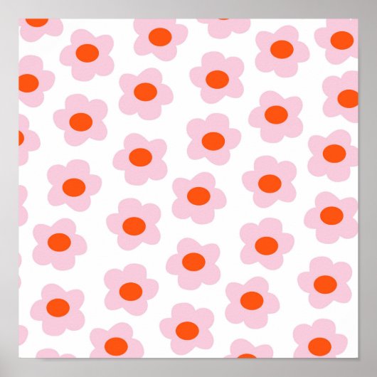 Poster Preppy rose rouge hippie Motif (Devant)