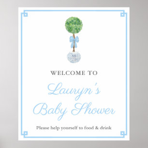Poster Preppy Topiary Ginger Jar Boy Baby Shower Welcome