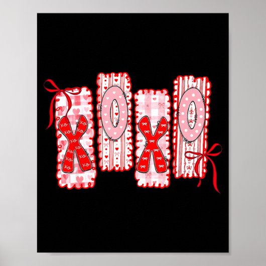 Poster Preppy Xoxo Coquette Bow Hearts Valentine's Day Wo (Devant)