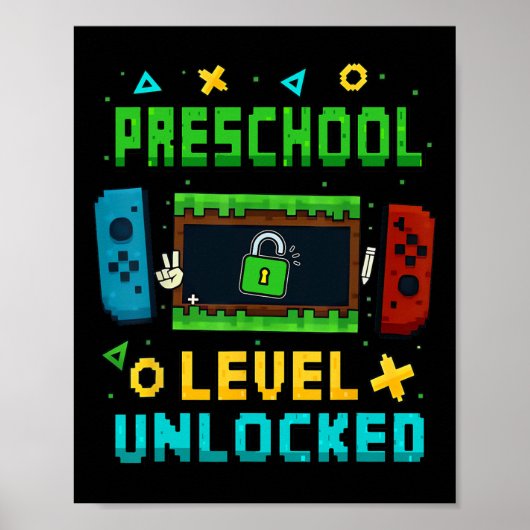 Poster Preschool Level Unlocked Ck To School Pixel Art Ga (Devant)