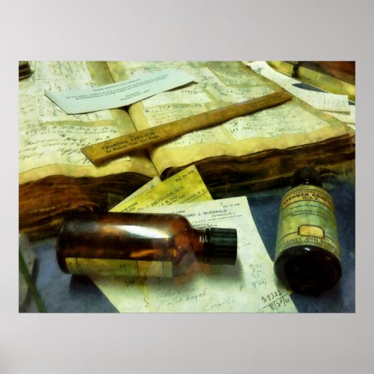 Poster Prescriptions, Bouteilles de médecine (Devant)