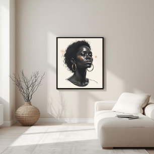 Poster Présence Dorée – L'Art de Portrait Moderne VI