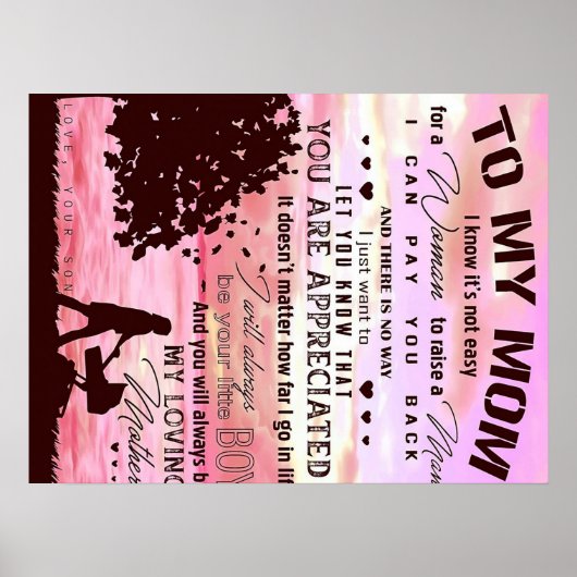 Poster Présenté Spécial Pour Maman | Lettre à ma mère | (Devant)