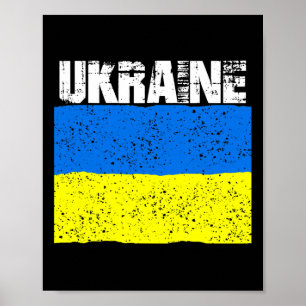 Poster Présentoir de drapeau ukrainien en détresse Vintag