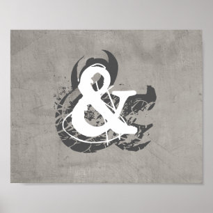 Poster présentoir sur mur gris en détresse