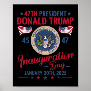 Poster Président 45 47 Donald Trump 20 janvier 2025 Inaug