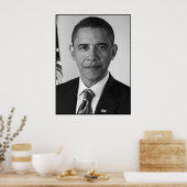 Poster President Barack Obama -- Black and White (Cuisine)