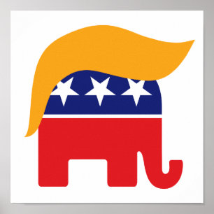 Poster Président Donald Trump GOP Éléphant Logo Cheveux