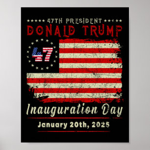 Poster Président Donald Trump Jour d'investiture 2025 Vin
