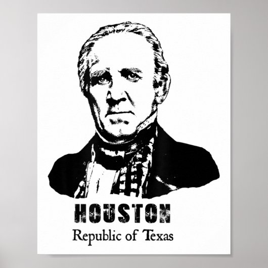 Poster Président général Sam Houston République Texas Rev (Devant)