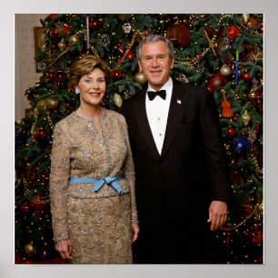 Poster Président George Bush, Laura Christmas Maison Blan
