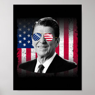 Poster Président Reagan Drapeau États-Unis Patriotique Am