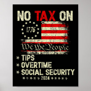 Poster Président Trump 2024 Pas D'Impôt Sur Les Pourboire