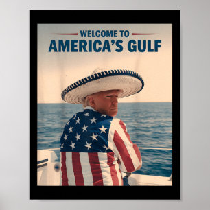 Poster Président Trump Amériques Golfe Mexique Sombrero A