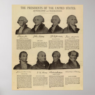 Poster Présidents USA, autographes, biographies 2